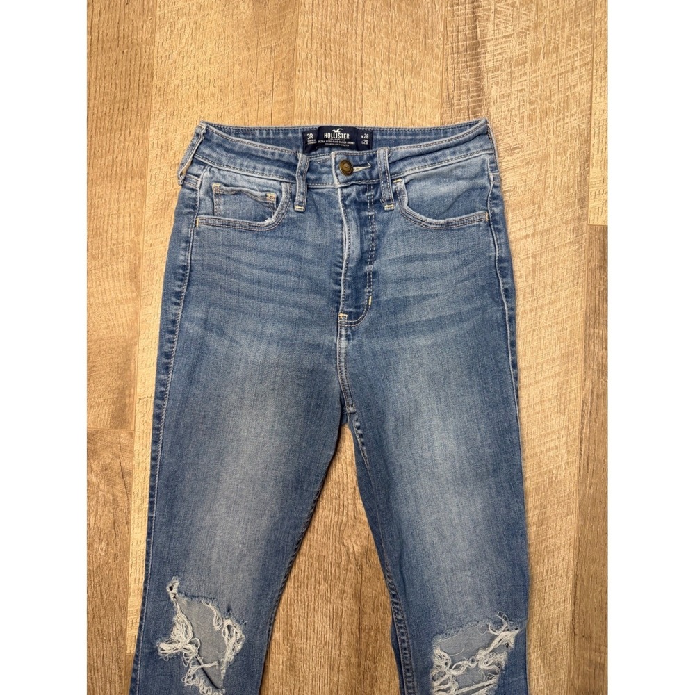 Hollister Ultra High-Rise Super Skinny Distressed Jeans Blue W26 L28 Size 3R - Picture 3 of 10